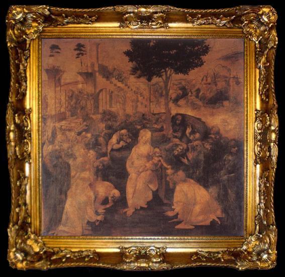 framed   Leonardo  Da Vinci Adoration of the Magi, ta009-2